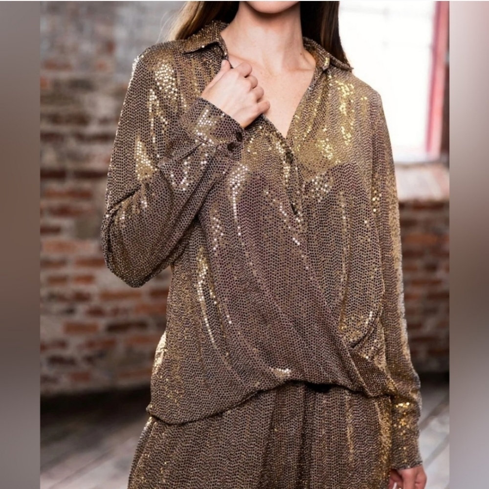 NWT $328 Chloe Kristyn Lavendula Organza Angela Button Down Blouse Size XS